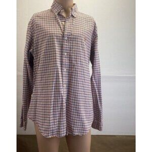 Ralph Lauren Shirt Mens Sz L Orange Blue Check Button Down Classic Fit Pony Used